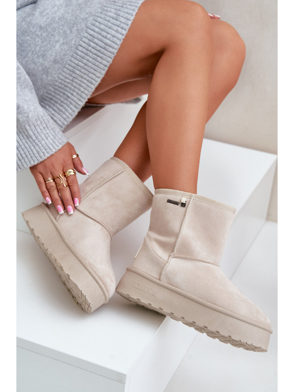 BIG STAR SHOES Snows pentru femei cu platformă înaltă Big Star Light Beige