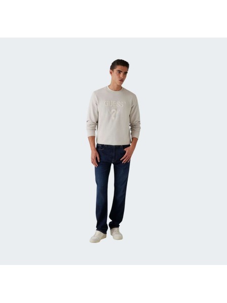 Guess Jeans Hanorac ecru pentru bărbați cu logo brodat Guess jeans