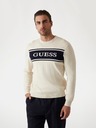 Guess Jeans Pulover alb cu dungi pentru bărbați Guess jeans
