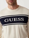 Guess Jeans Pulover alb cu dungi pentru bărbați Guess jeans