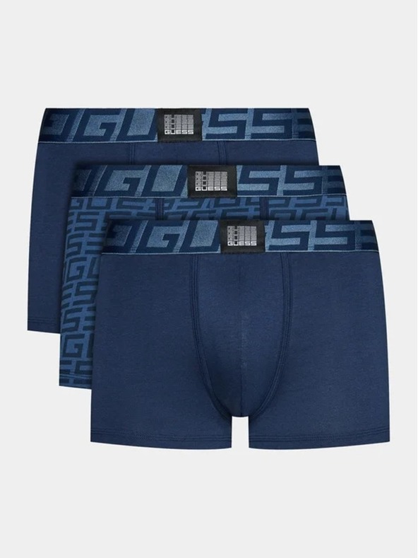 Guess Jeans Set boxeri bleumarin pentru bărbați Guess Jeans Underwear 3-Pack P7CJ G Quadrate Blue