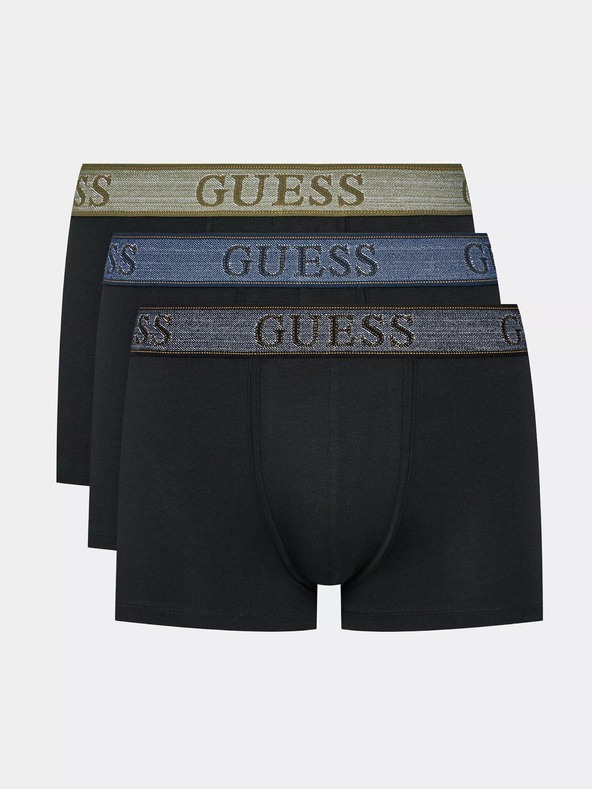 Guess Jeans Set boxeri negri pentru bărbați Guess Jeans Underwear 3-Pack U3BG13 K6YW0 Black Elastic Bog