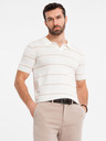 Ombre Clothing Tricou polo din viscoză cu dungi orizontale Ombre Clothing