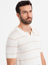 Ombre Clothing Tricou polo din viscoză cu dungi orizontale Ombre Clothing