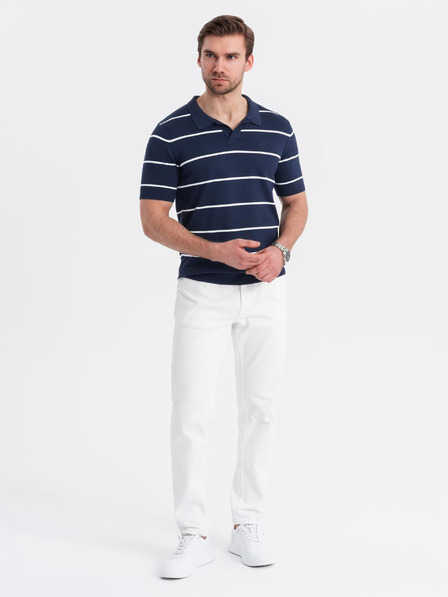 Ombre Clothing Tricou polo din viscoză cu dungi orizontale Ombre Clothing