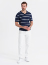 Ombre Clothing Tricou polo din viscoză cu dungi orizontale Ombre Clothing