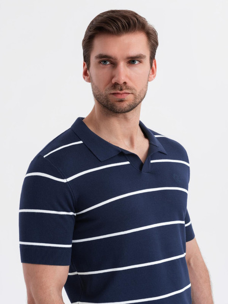Ombre Clothing Tricou polo din viscoză cu dungi orizontale Ombre Clothing