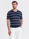 Ombre Clothing Tricou polo din viscoză cu dungi orizontale Ombre Clothing