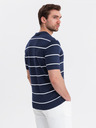 Ombre Clothing Tricou polo din viscoză cu dungi orizontale Ombre Clothing