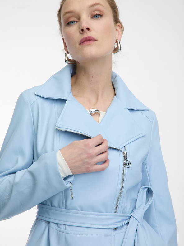 Orsay Jachetă din piele albastru deschis pentru femei ORSAY