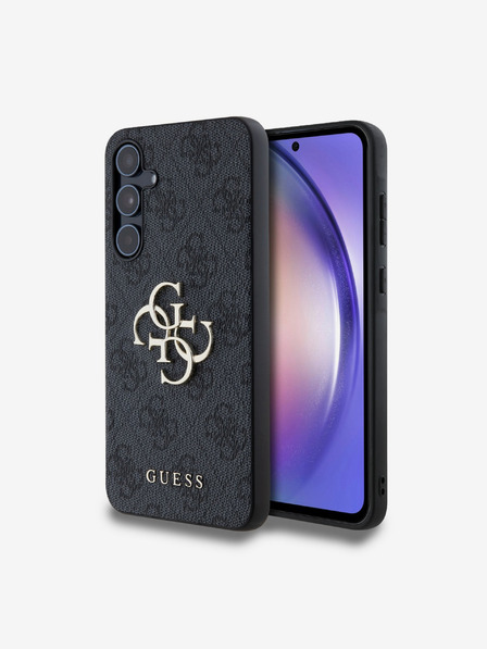 Guess Guess PU 4G Metal Logo Husă spate pentru Samsung Galaxy A55 5G Gri
