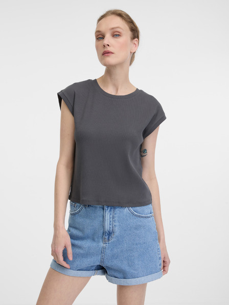 Orsay Tricou scurt gri pentru femei cu mânecă scurtă ORSAY