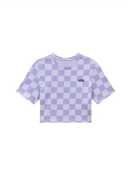 Vans Tricou mov în carouri pentru femei Vans Checker Crew Crop II Cosmic Sky