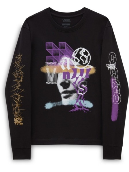 Vans Tricou negru cu mânecă lungă pentru femei Vans Password