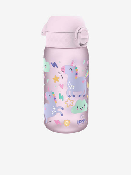 ION8 Sticlă roz tipărită pentru fete Ion8 Leak Proof Unicorn 350 ml