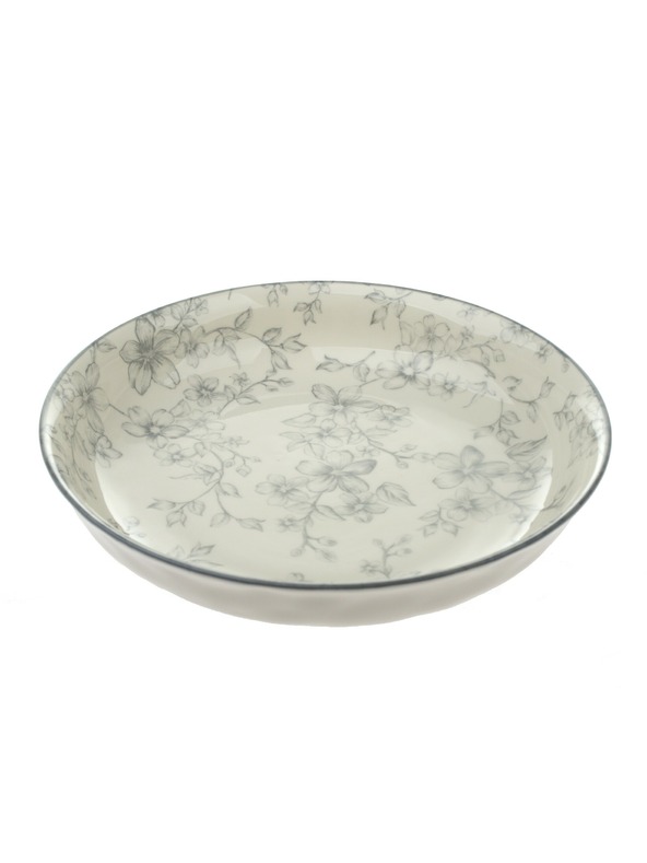 Casa de Engel Farfurie adâncă ceramică Ø 20cm - flori gri, 6/24