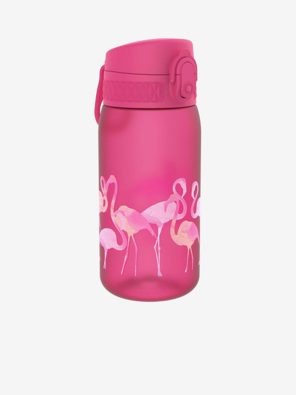 ION8 Sticlă roz închis tipărită fără BPA Ion8 Leak Proof Flamingos (350 ml)