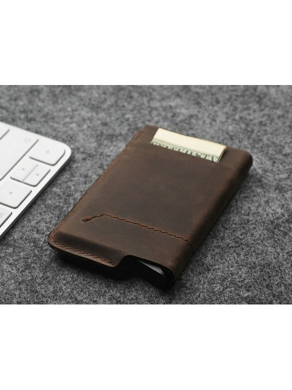 Pularys Portofel din piele pentru bărbați Pularys Gobi maro