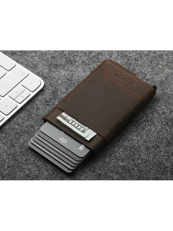 Pularys Portofel din piele pentru bărbați Pularys Gobi maro