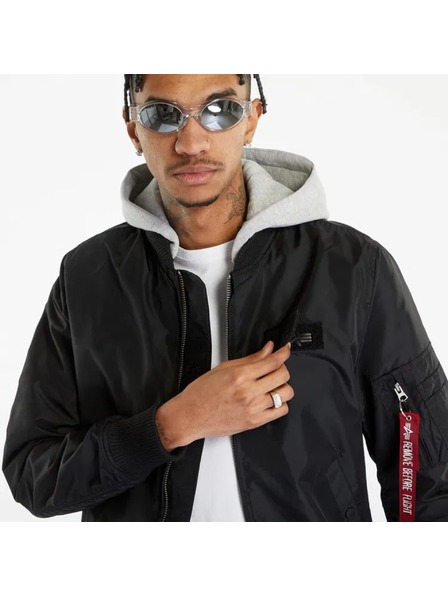Alpha Industries Geacă bomber neagră pentru bărbați Alpha Industries MA-1 TT Hood