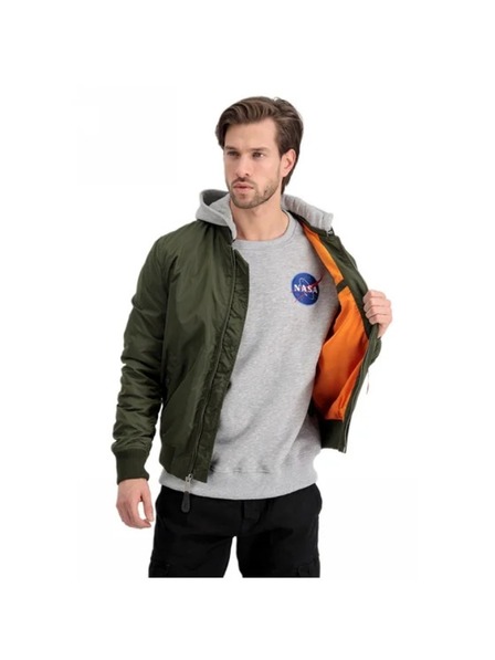 Alpha Industries Geacă bomber verde pentru bărbați Alpha Industries MA-1 TT Hood