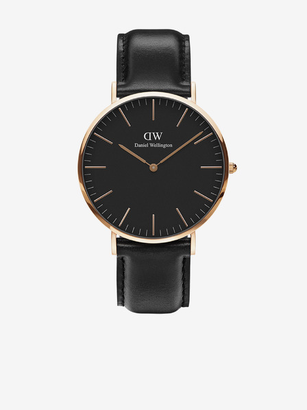 Daniel Wellington Ceas din piele negru pentru bărbați Daniel Wellington Classic