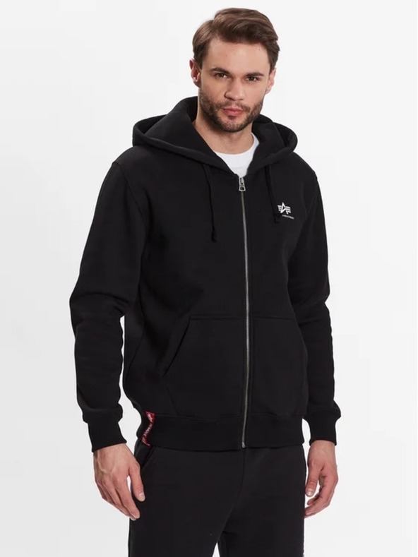 Alpha Industries Hanorac negru cu fermoar pentru bărbați Basic Zip Hoody SL Alpha Industries