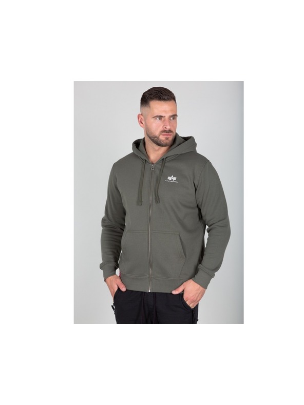 Alpha Industries Hanorac verde măsliniu cu fermoar pentru bărbați Alpha Industries Basic Zip hoodie Dark Olive