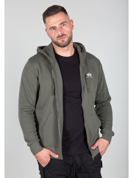 Alpha Industries Hanorac verde măsliniu cu fermoar pentru bărbați Alpha Industries Basic Zip hoodie Dark Olive