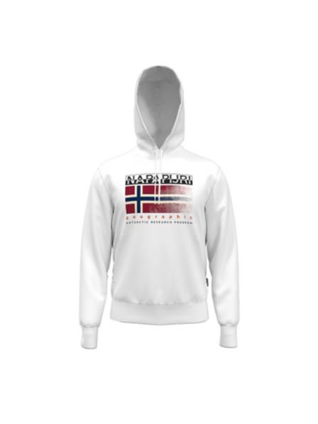 Napapijri Hanorac alb cu glugă pentru bărbați Napapijri B-Kreis H 002 Bright White