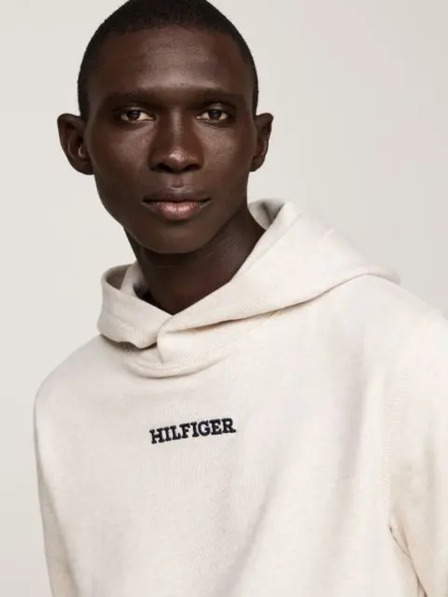 Tommy Hilfiger Hanorac alb pentru bărbați Monotype Heathered Oatmilk Tommy Hilfiger