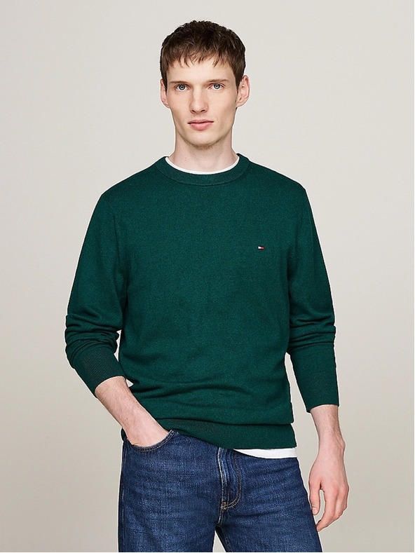 Tommy Hilfiger Pulover verde Ornamental Green Heather pentru bărbați Tommy Hilfiger