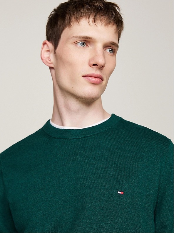 Tommy Hilfiger Pulover verde Ornamental Green Heather pentru bărbați Tommy Hilfiger