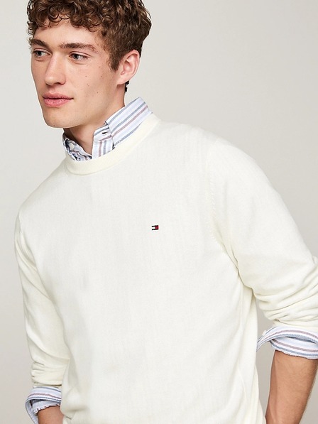 Tommy Hilfiger Pulover alb pentru bărbați Ivory Tommy Hilfiger