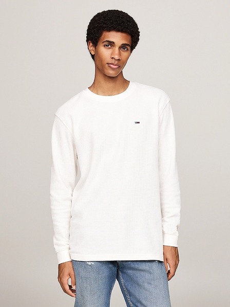 Tommy Jeans Tricou alb cu model waffle pentru bărbați Tommy Jeans