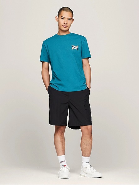 Tommy Jeans Tricou albastru cu imprimeu pentru bărbați Tommy Jeans Timeless Teal