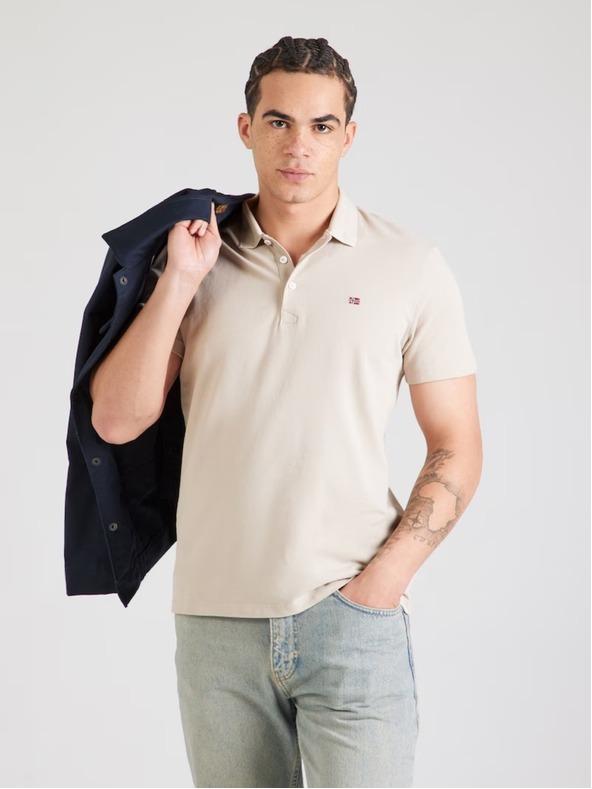 Napapijri Tricou polo bej pentru bărbați Napapijri g1x1