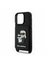 Karl Lagerfeld Husă cu curea crossbody Karl Lagerfeld Saffiano Karl and Choupette pentru iPhone 16 Pro Black