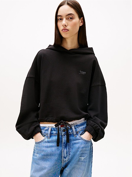 Tommy Jeans Hanorac scurt negru pentru femei 20314 Tommy jeans