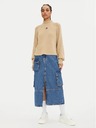 Tommy Jeans Pulover bej pentru femei Tommy Jeans Badge Rib-Knit Gentle Gold