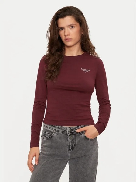 Tommy Jeans Tricou bordeaux pentru femei Tommy Jeans Deep Rouge