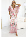 numoco Rochii maxi lejere cu înfășurare și imprimeu floral cu trandafiri roz