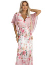 numoco Rochii maxi lejere cu înfășurare și imprimeu floral cu trandafiri roz