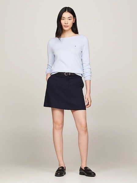 Tommy Hilfiger Pulover subțire tricotat pentru femei, în nuanță deschisă de albastru, cu decolteu tip barcă Tommy Hilfiger