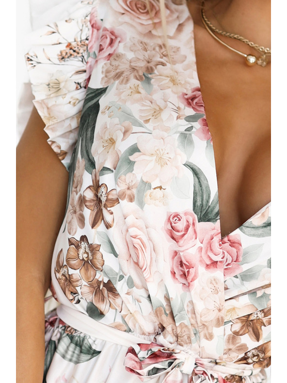 numoco Rochie maxi din satin cu decolteu adânc și model ombré floral