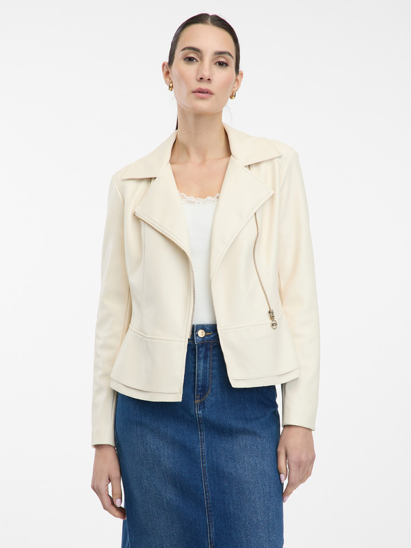 Orsay Jachetă din piele ecologică cremă pentru femei ORSAY