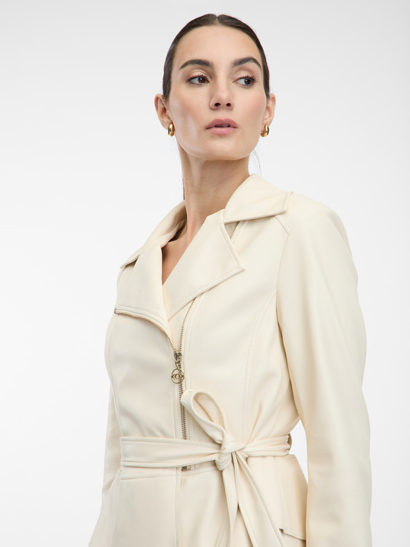 Orsay Jachetă din piele ecologică cremă pentru femei ORSAY