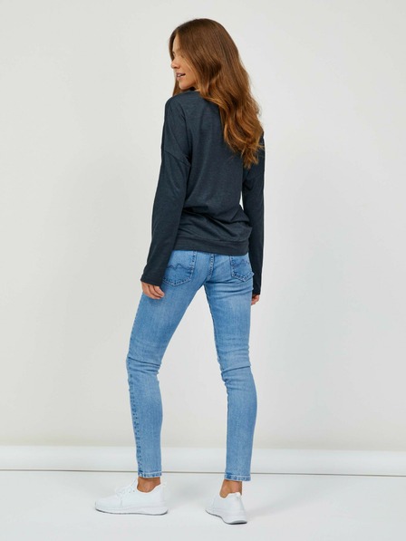 Sam 73 Tricou de bază negru cu mânecă lungă pentru femei SAM 73 Azuka