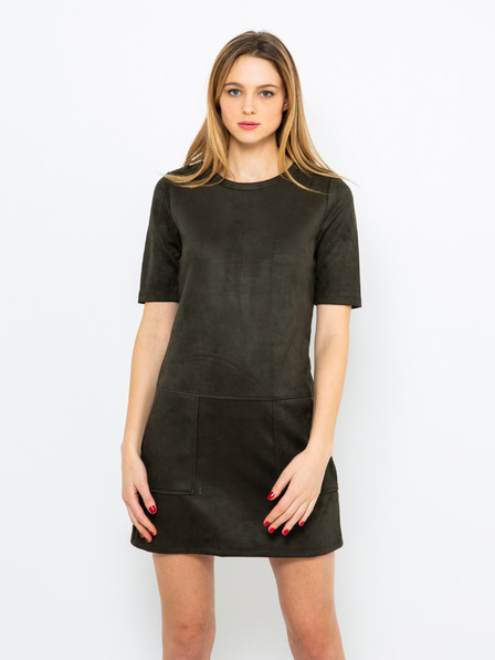 CAMAIEU Rochie din piele întoarsă culoare khaki