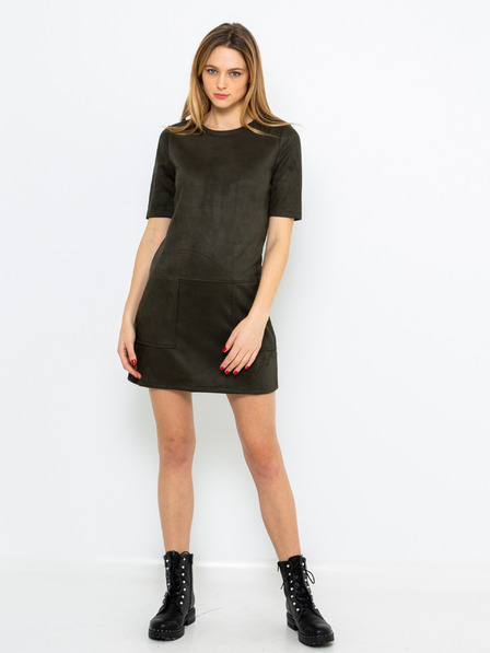 CAMAIEU Rochie din piele întoarsă culoare khaki